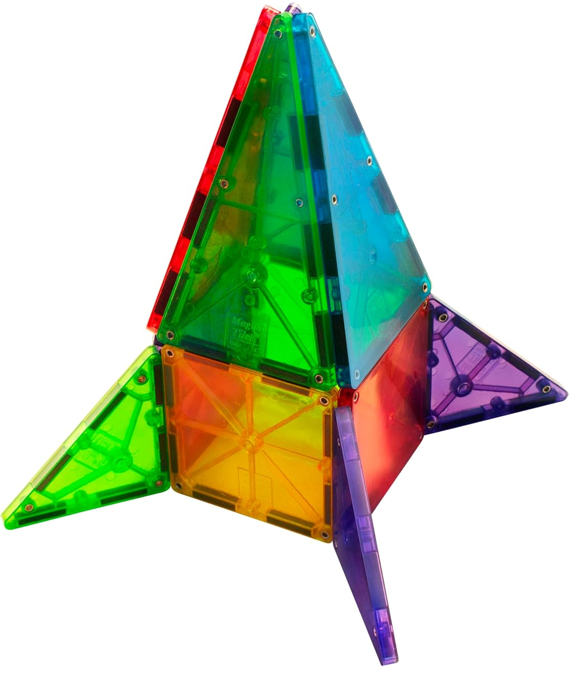 Space craft, rocket made with Magna-tiles 32 piece clear tiles